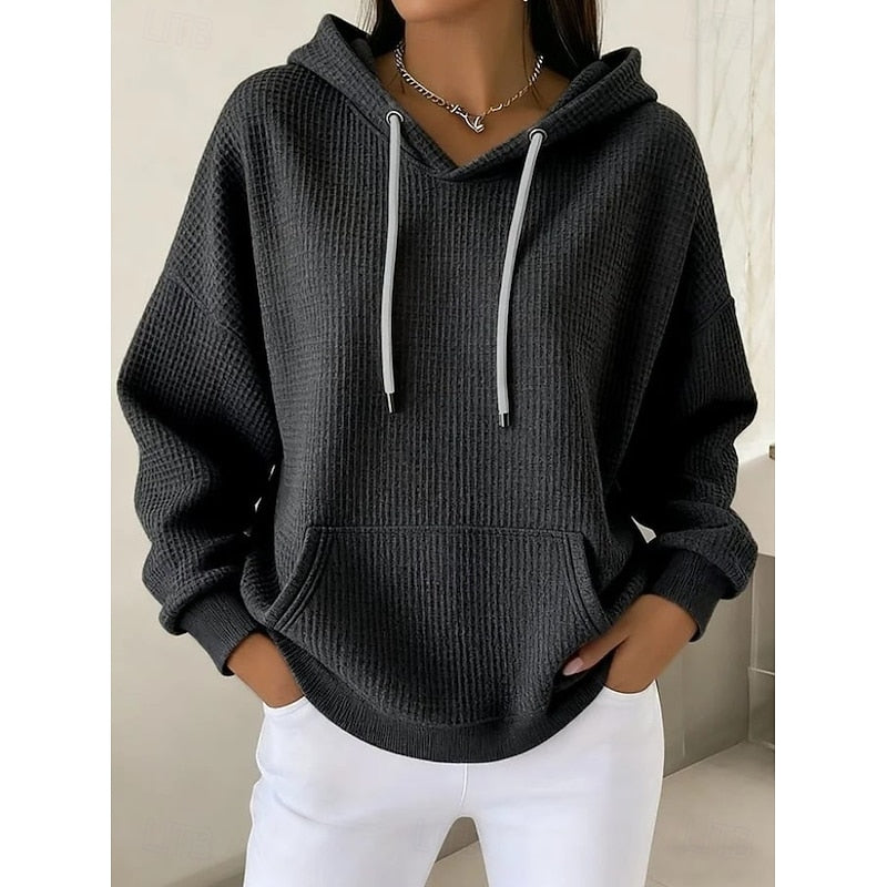 Textured Drawstring Hoodie