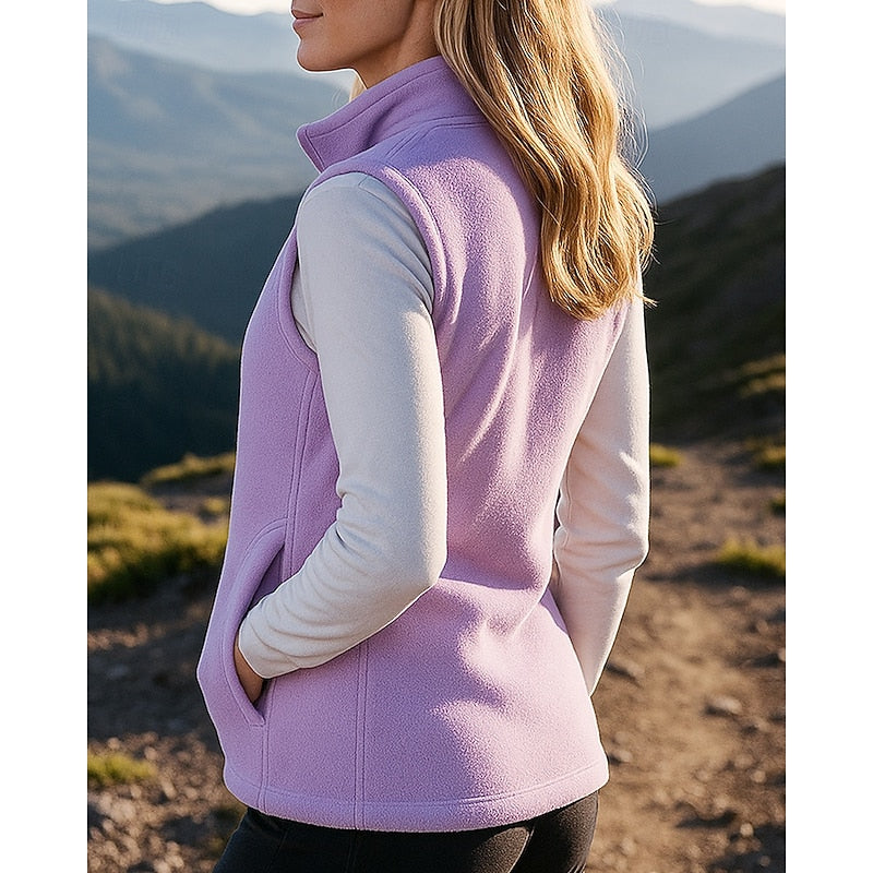 Cozy Zip-Up Vest Top with Stand Collar
