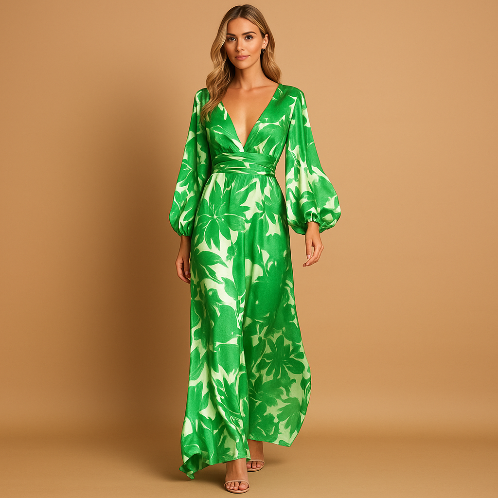 Women's knee-length elegant dress, front view