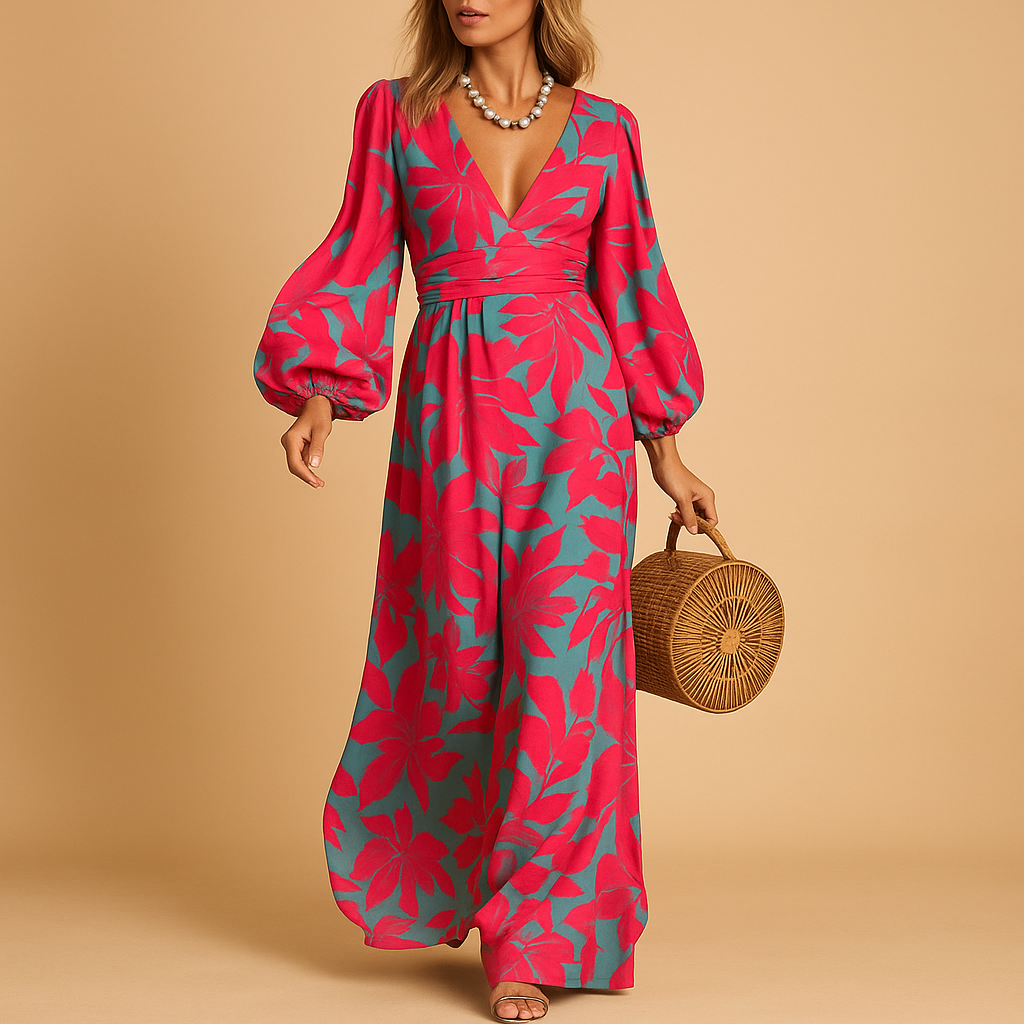 Knee-length dress flattering silhouette, side view