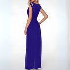 Women's Sheer Overlay Sleeveless Wide-Leg Jumpsuit full length - Elegant Wedding Guest Jumpsuit