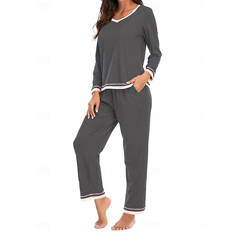 Wine relaxed V-neck Loungewear Set