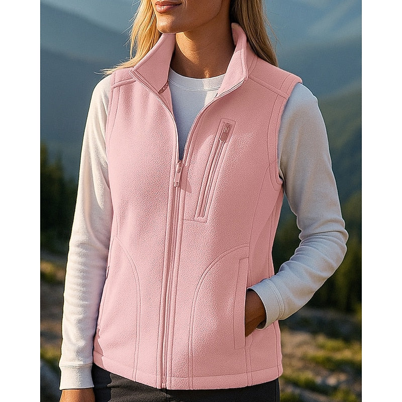 Cozy Zip-Up Vest Top with Stand Collar