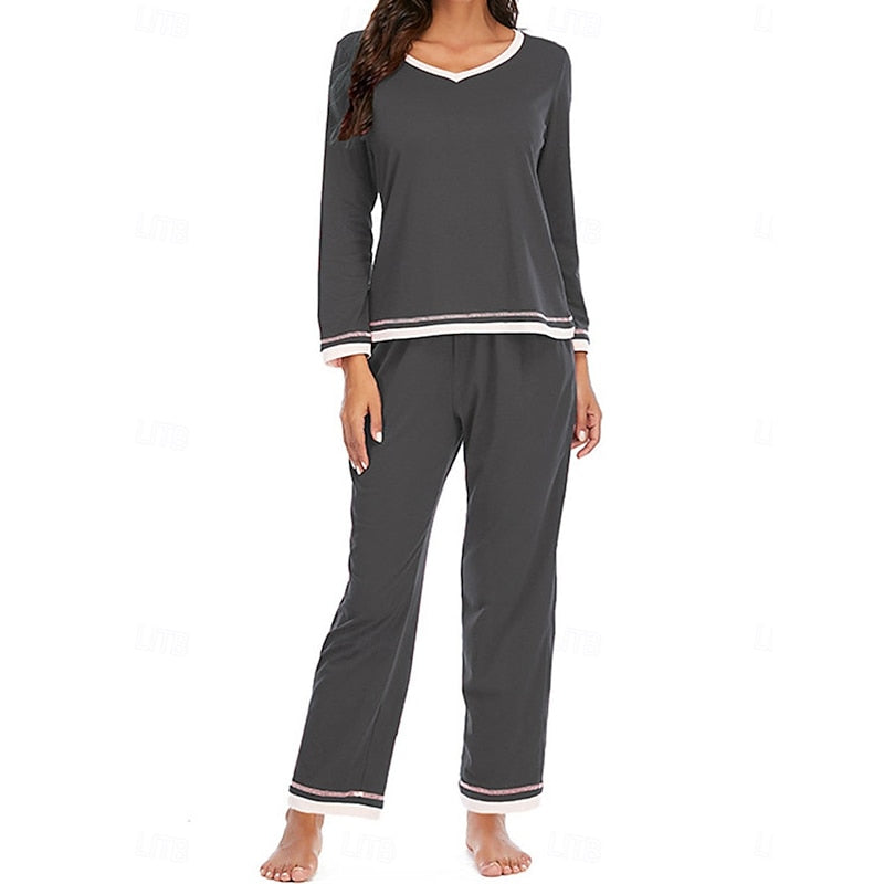 Wine relaxed V-neck Loungewear Set
