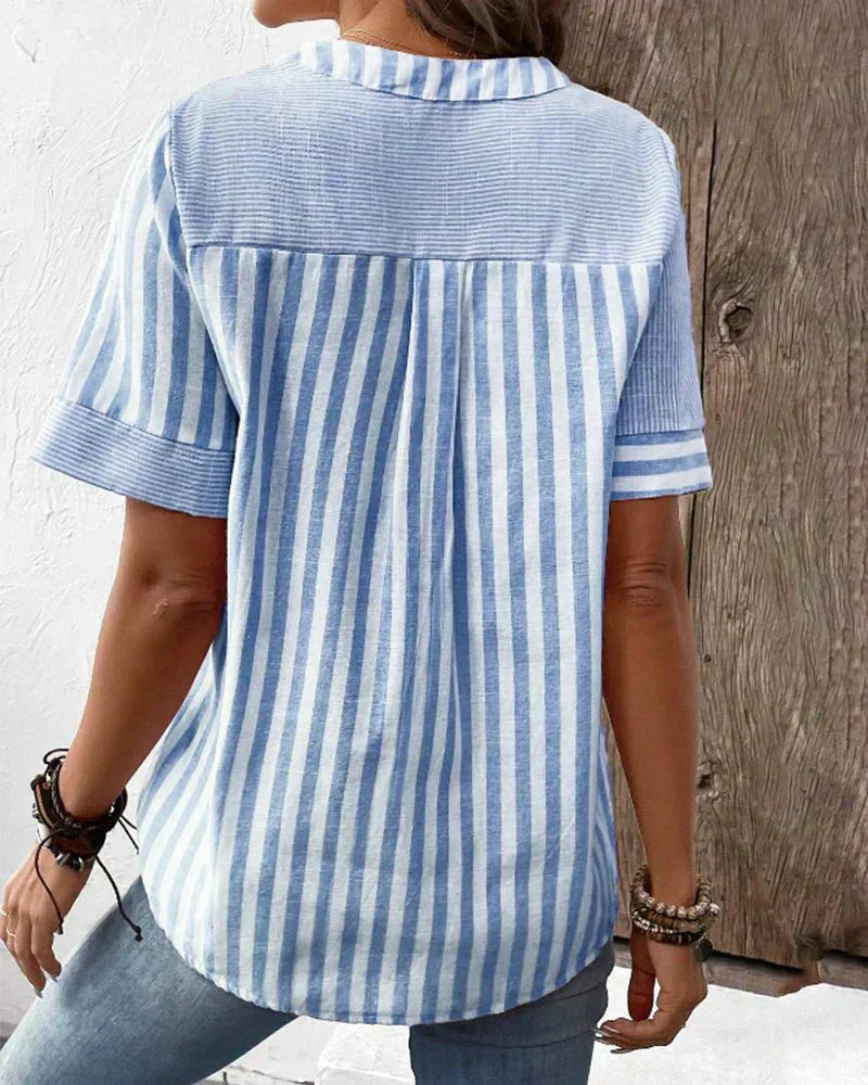 Stripe blouse with flowing silhouette, breathable summer fabric | Alba Muse