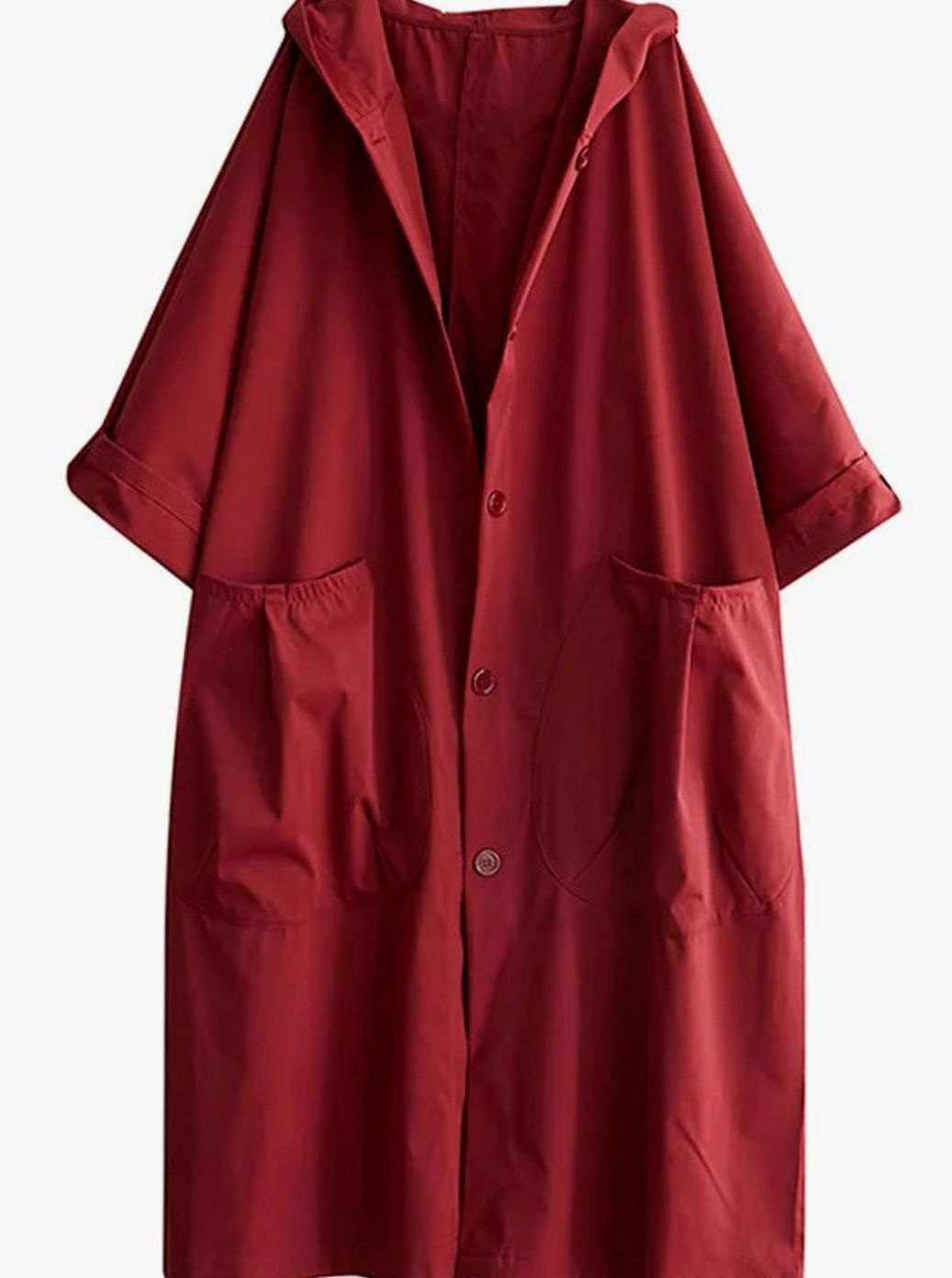 Oversized hooded water repellent flared trench coat with an oversized flared cut