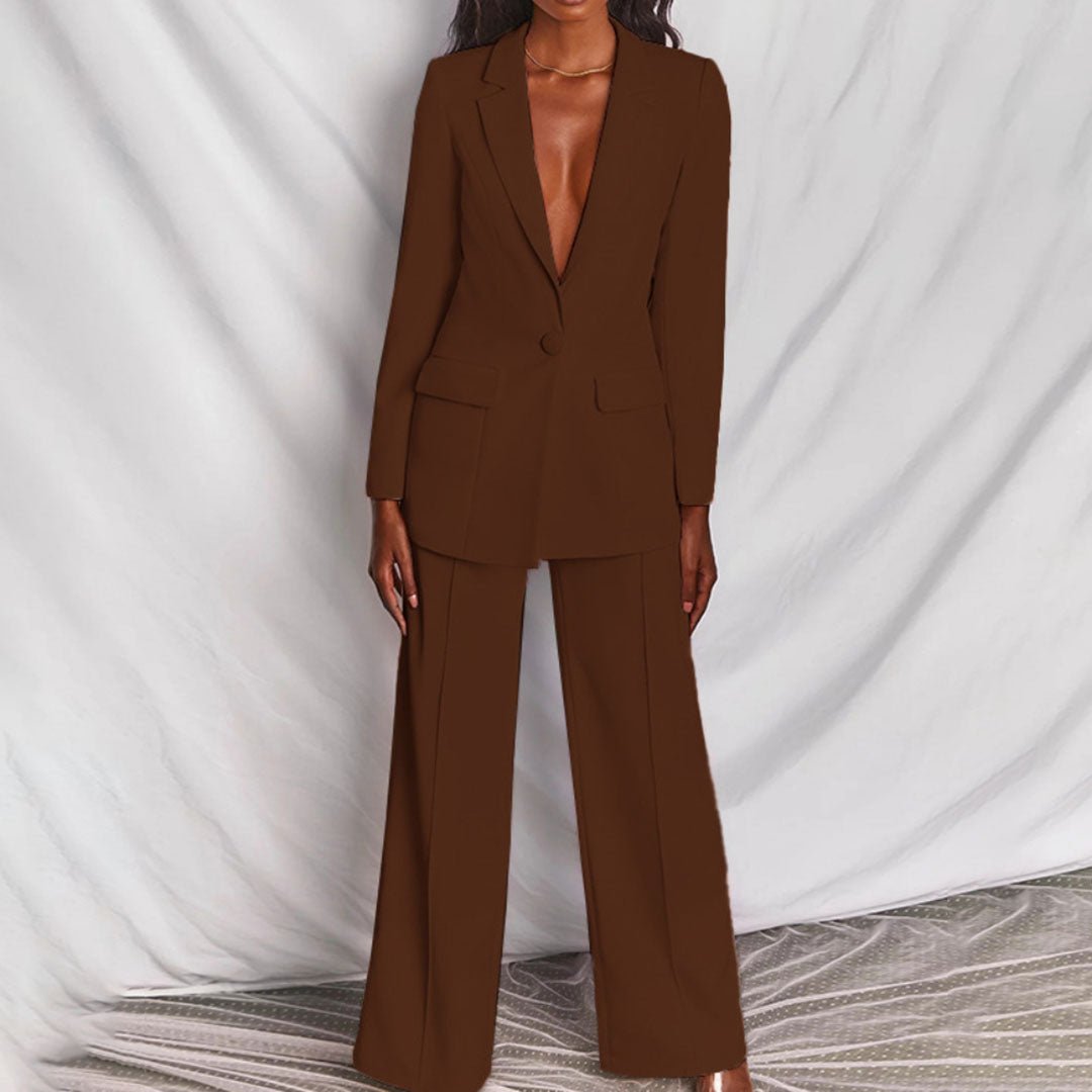 Blazer and trousers co-ord in blue, versatile women's matching set | Alba Muse