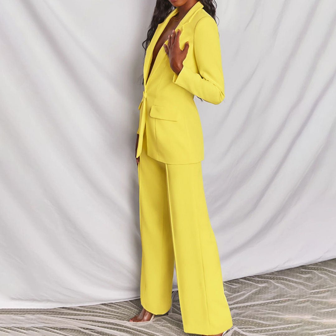 Tailored co-ord set with notched lapel blazer and straight-leg trousers | Alba Muse