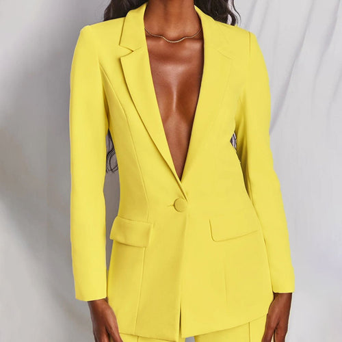 Blazer and full-length trousers matching set, co-ordinated outfit side view | Alba Muse