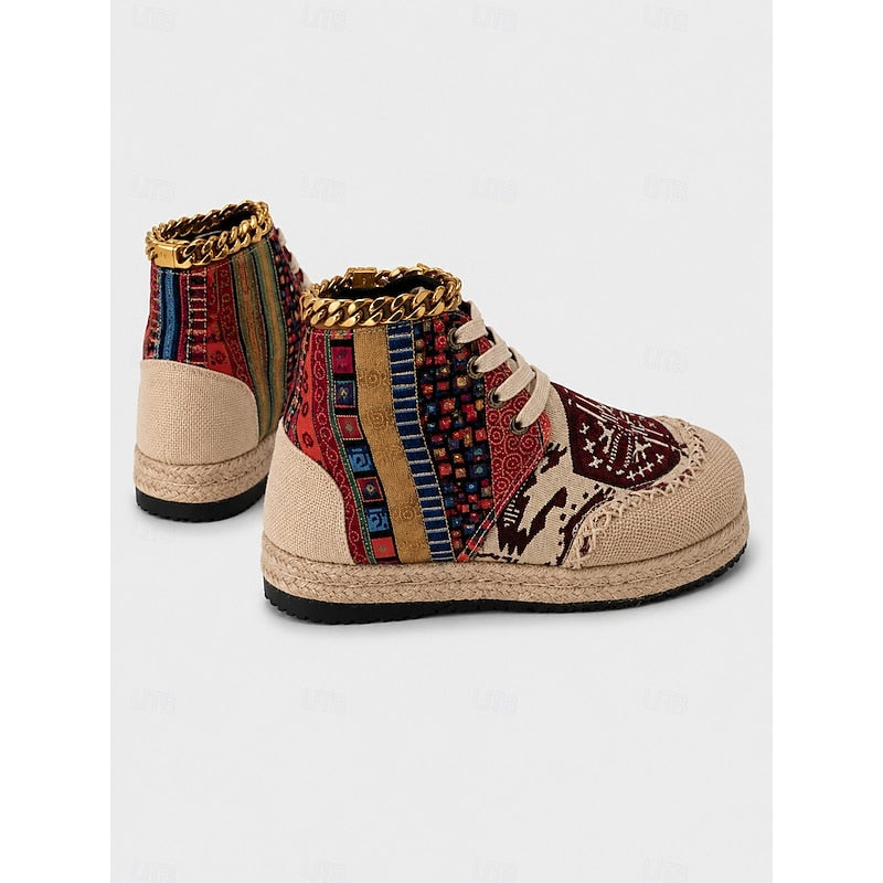 Red boho woven pattern Trainers