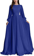 Blue long sleeve pleated dress
