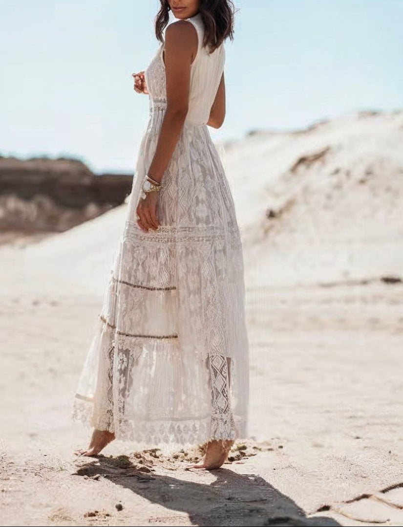 Lace boho maxi dress high-low hem | Alba Muse