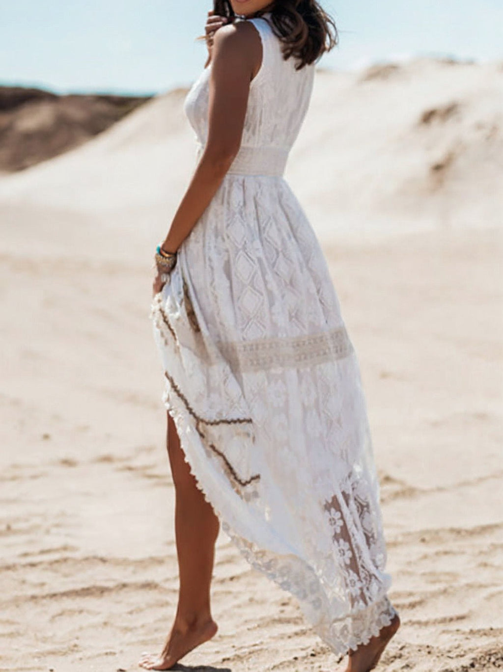 Boho maxi dress lace panels detail | Alba Muse