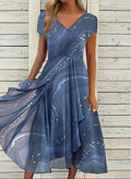 Flowing Abstract Print Midi Dress | Alba Muse