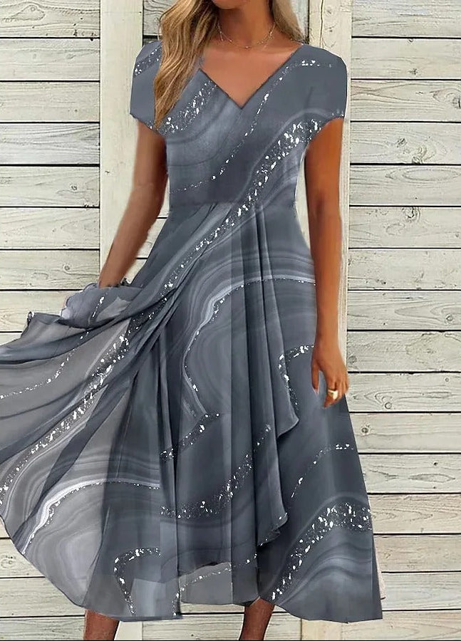 Abstract Print Midi Dress in Green | Alba Muse
