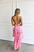 Sleeveless V-Neck Layered Maxi Dress – Wedding Guest