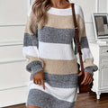 Mixed Colour Striped Knit Mini Dress