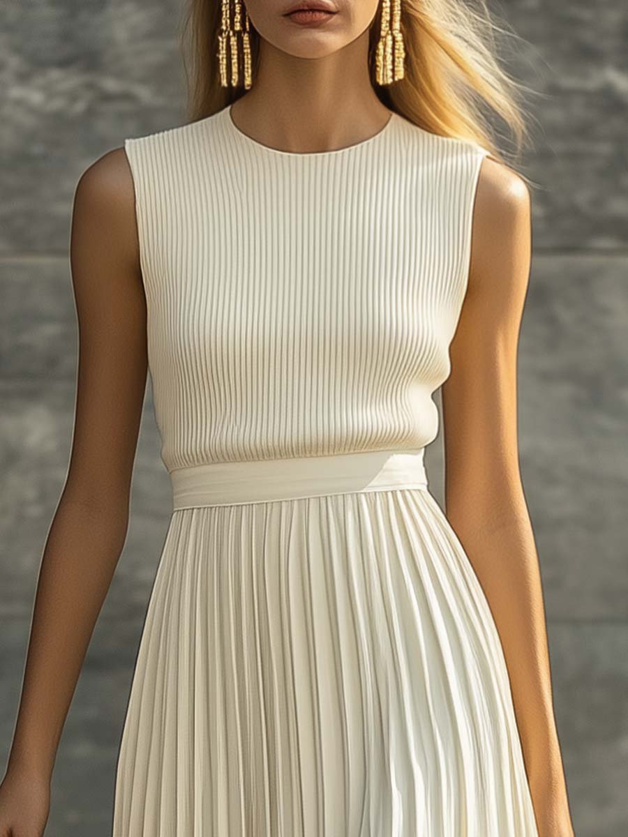 Cream knit sleeveless maxi dress