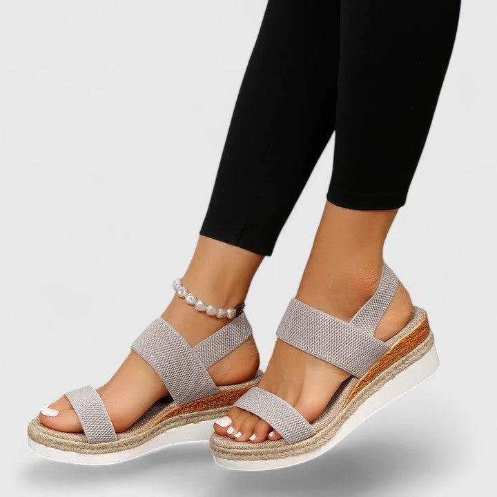Orthopaedic platform sandals in grey – women's elastic strap arch support
