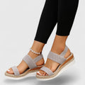 Orthopaedic platform sandals in grey – women's elastic strap arch support