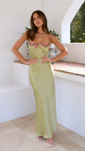Lime floral slip dress