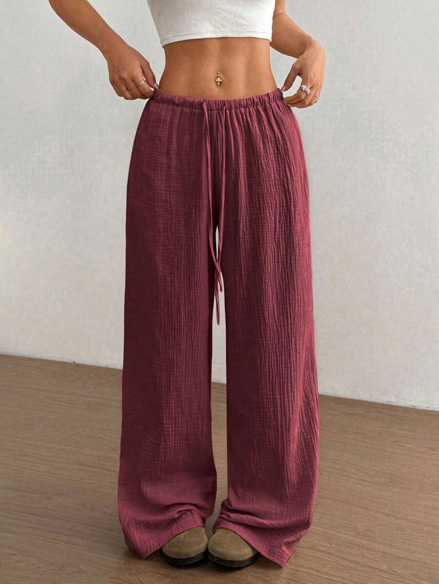 Wide-Leg Drawstring Trousers