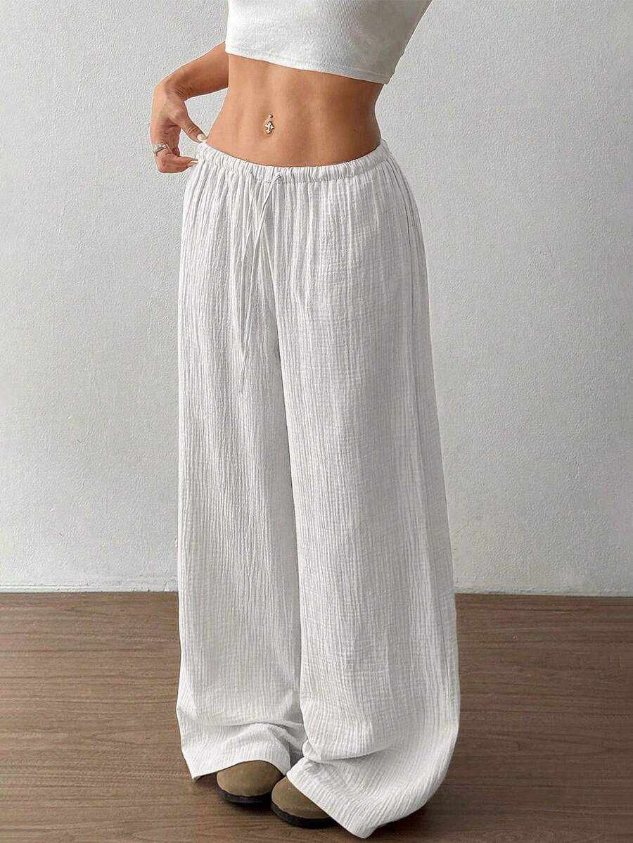 Wide-Leg Drawstring Trousers