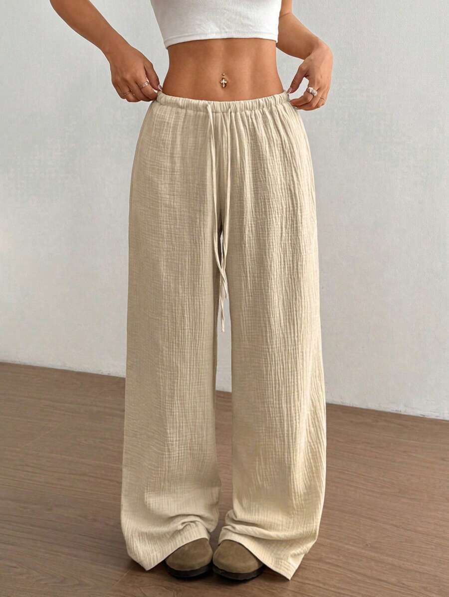 Wide-Leg Drawstring Trousers