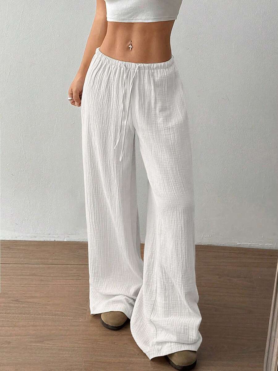 Wide-Leg Drawstring Trousers