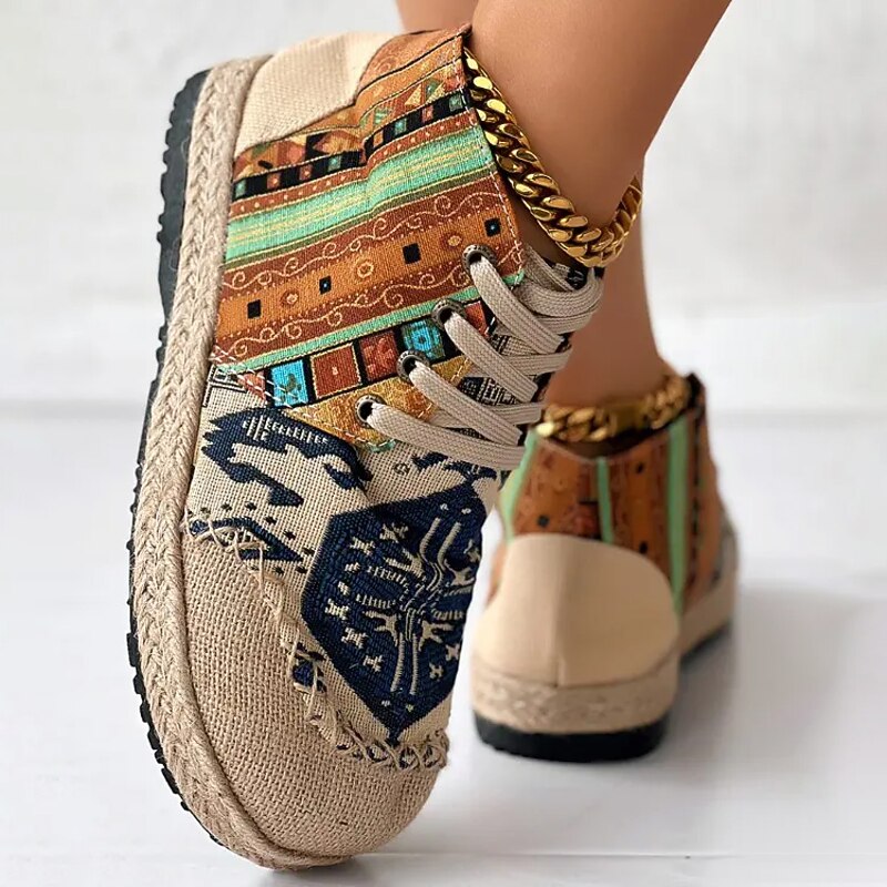 Red boho woven pattern Trainers