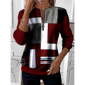 Wine colour block zip-neck sweatshirt, front view