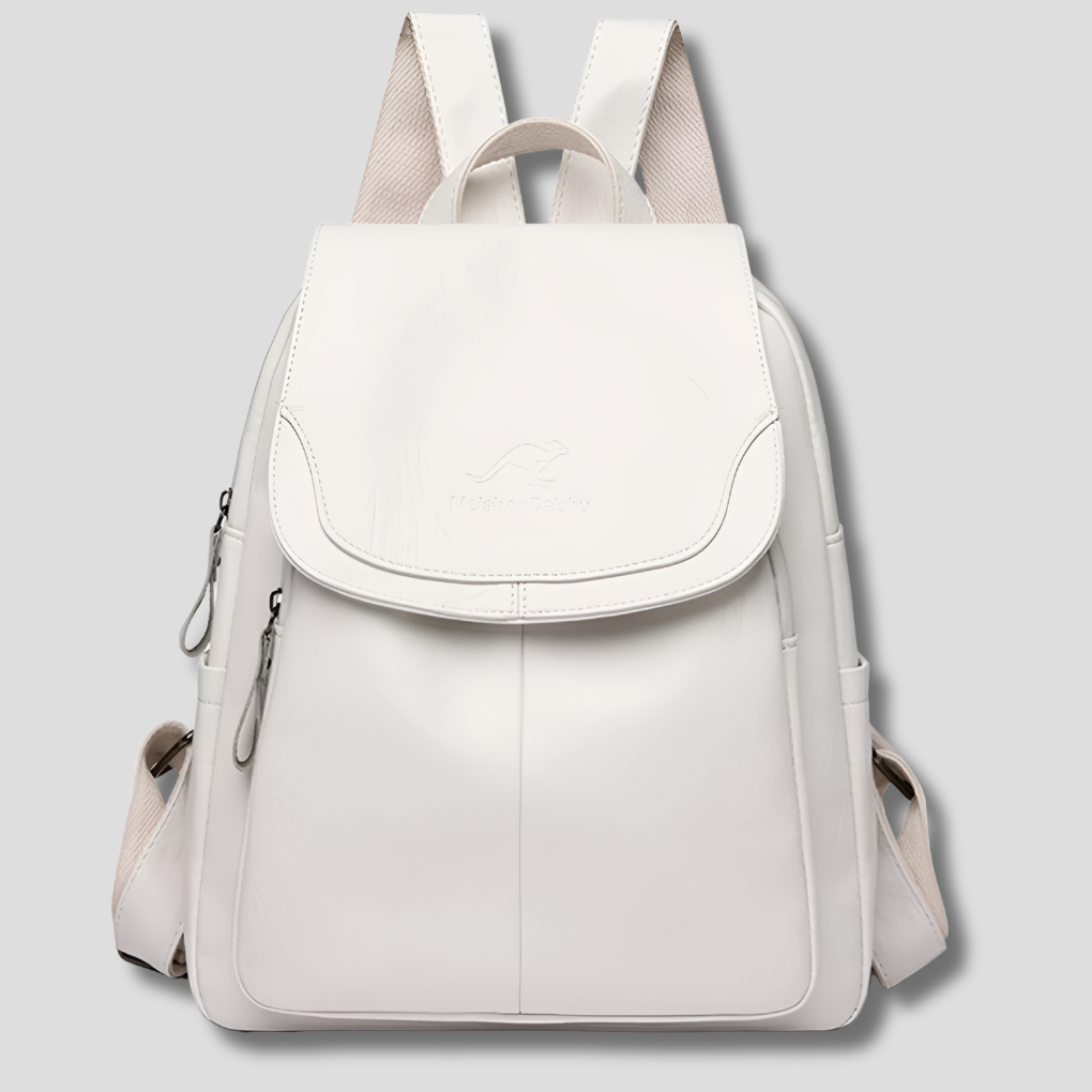 Women's anti-theft leather backpack embossed detail | Alba Muse
