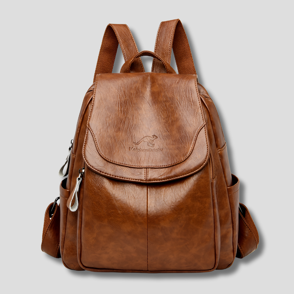 Anti-theft women's backpack genuine leather city travel | Alba Muse