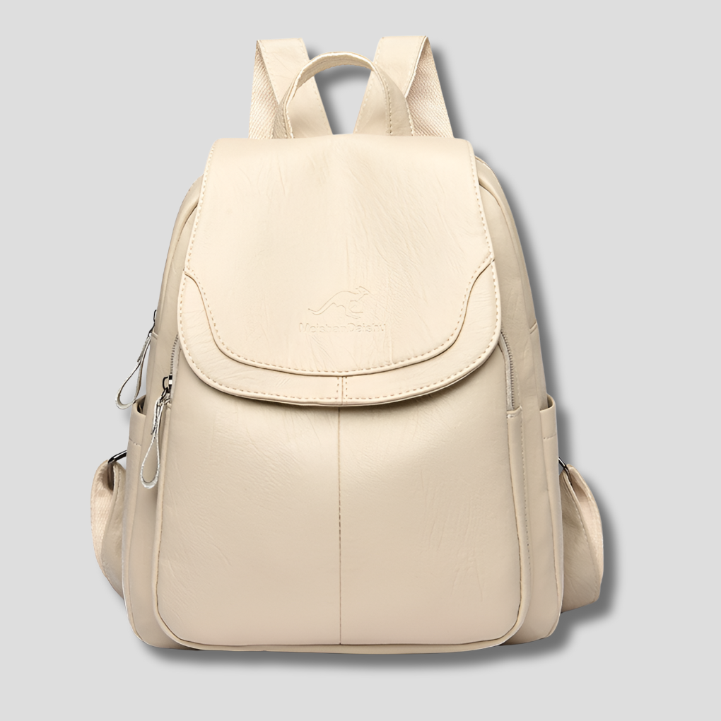 Women's leather backpack anti-theft hidden zip interior | Alba Muse