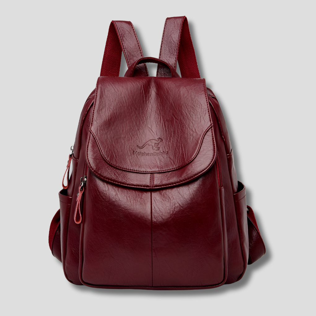Women's structured leather backpack embossed pattern | Alba Muse