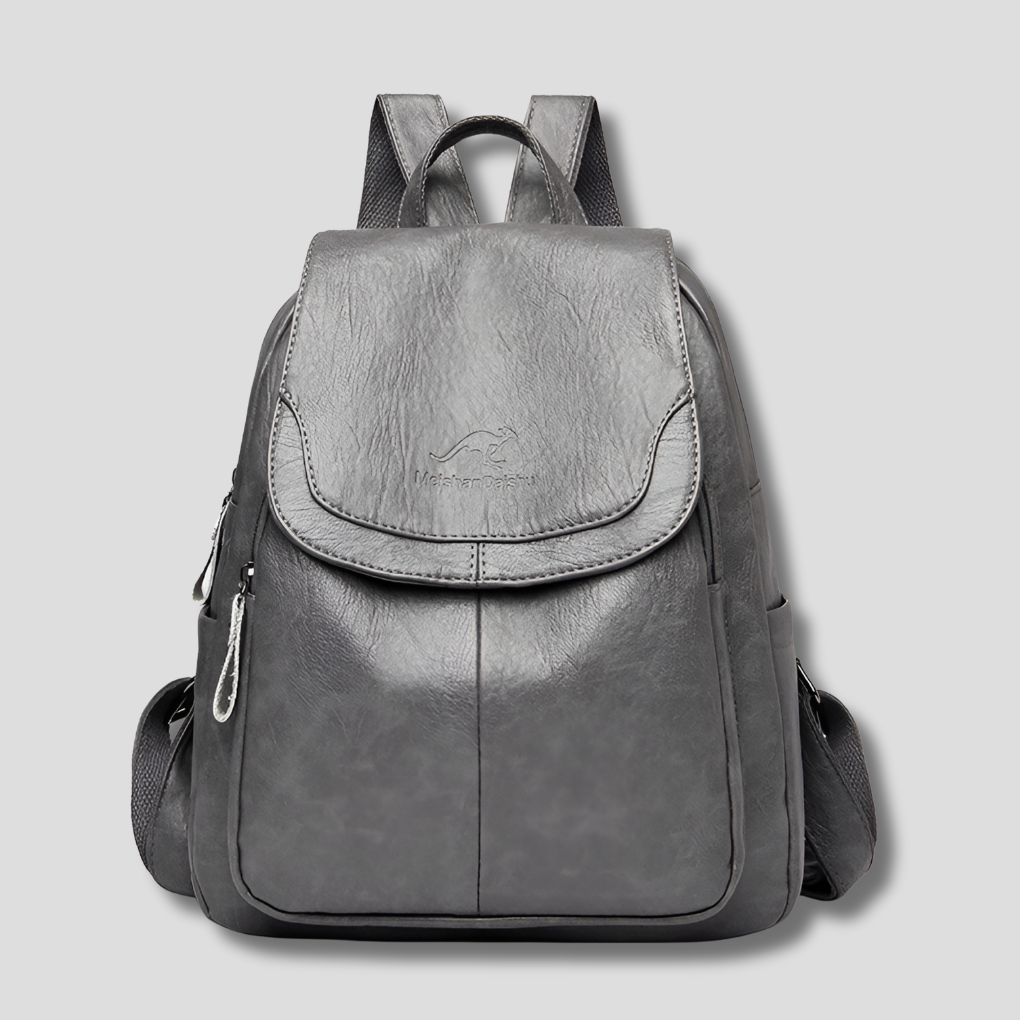 Women's anti-theft commuter backpack leather embossed detail | Alba Muse