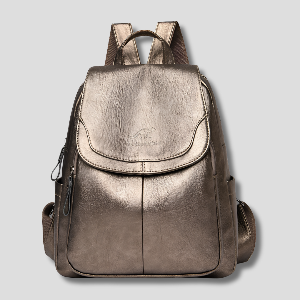 Secure travel backpack embossed leather women's fashion | Alba Muse