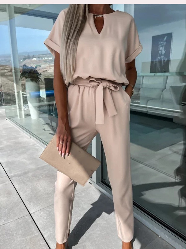 Belted wide-leg women's jumpsuit garden party outfit | Alba Muse