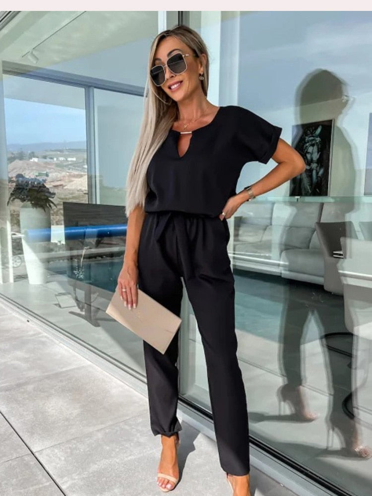 Wide-leg jumpsuit for women day-to-night belted style | Alba Muse