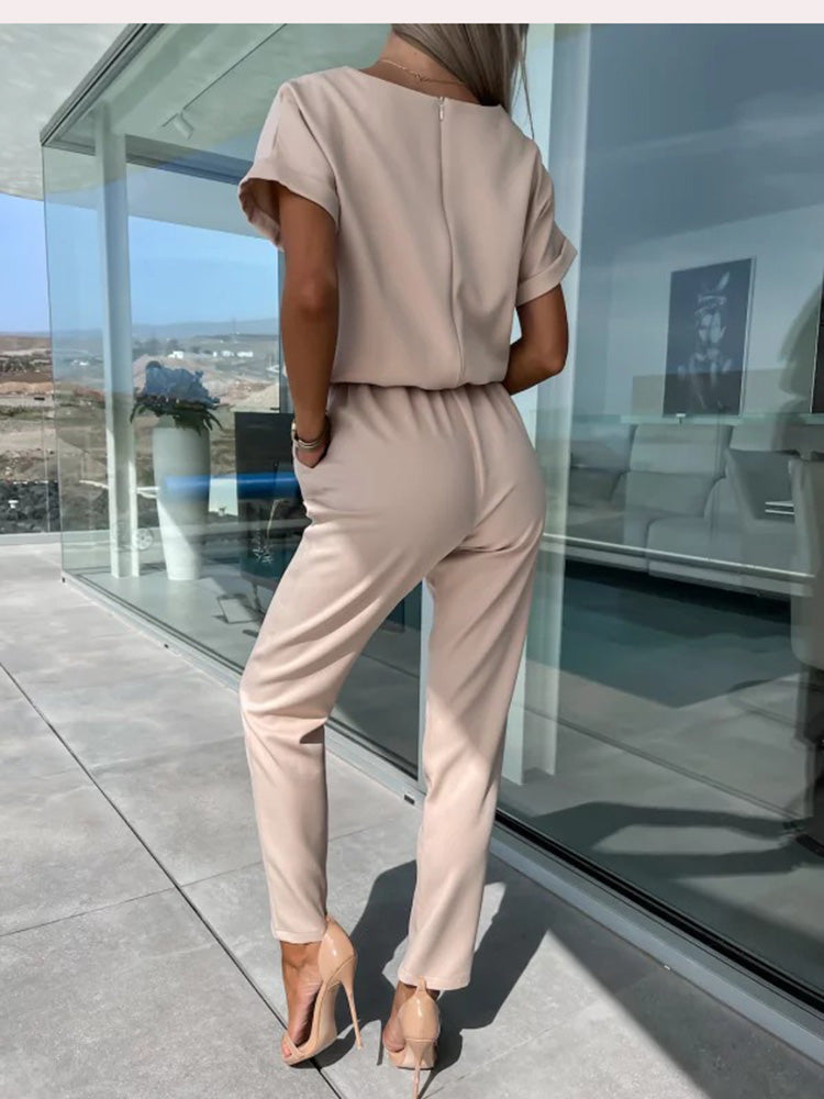 Women's jumpsuit waist tie wide leg city break fashion | Alba Muse