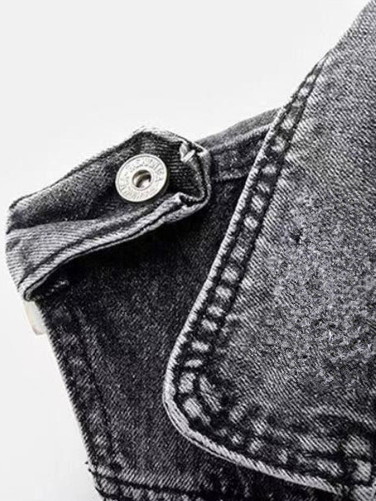 Women's Edgy Denim Biker Vest