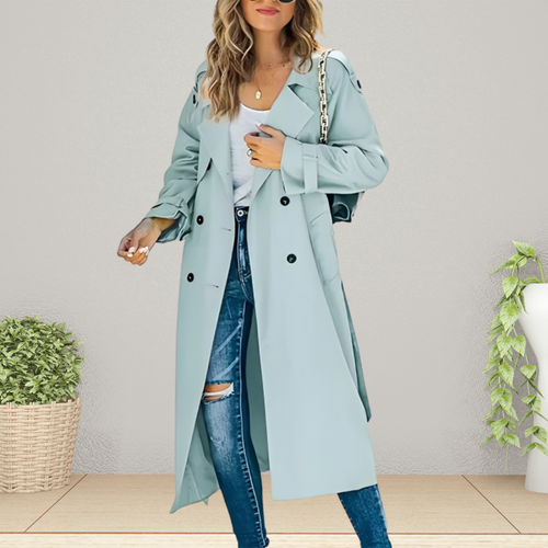 Light Blue double-breasted trench coat