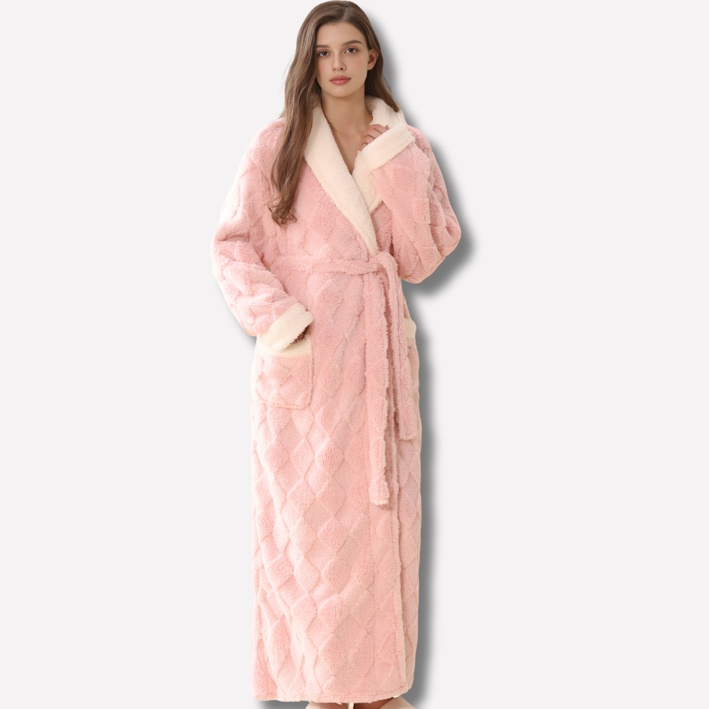 Hooded full-length fleece dressing gown | Alba Muse