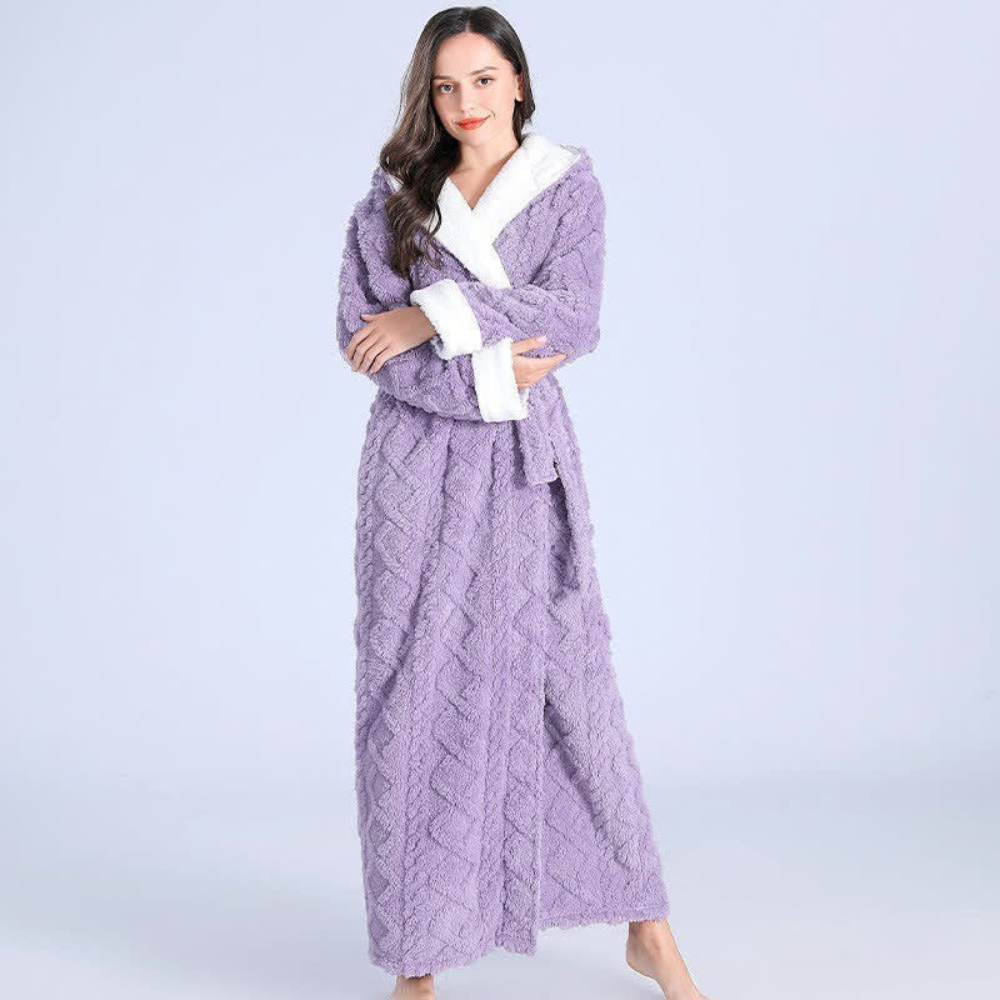Hooded full-length fleece dressing gown | Alba Muse