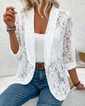 Women's elegant open-front lace blazer | Alba Muse