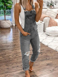 Women's relaxed fit ripped denim bib overalls | Alba Muse