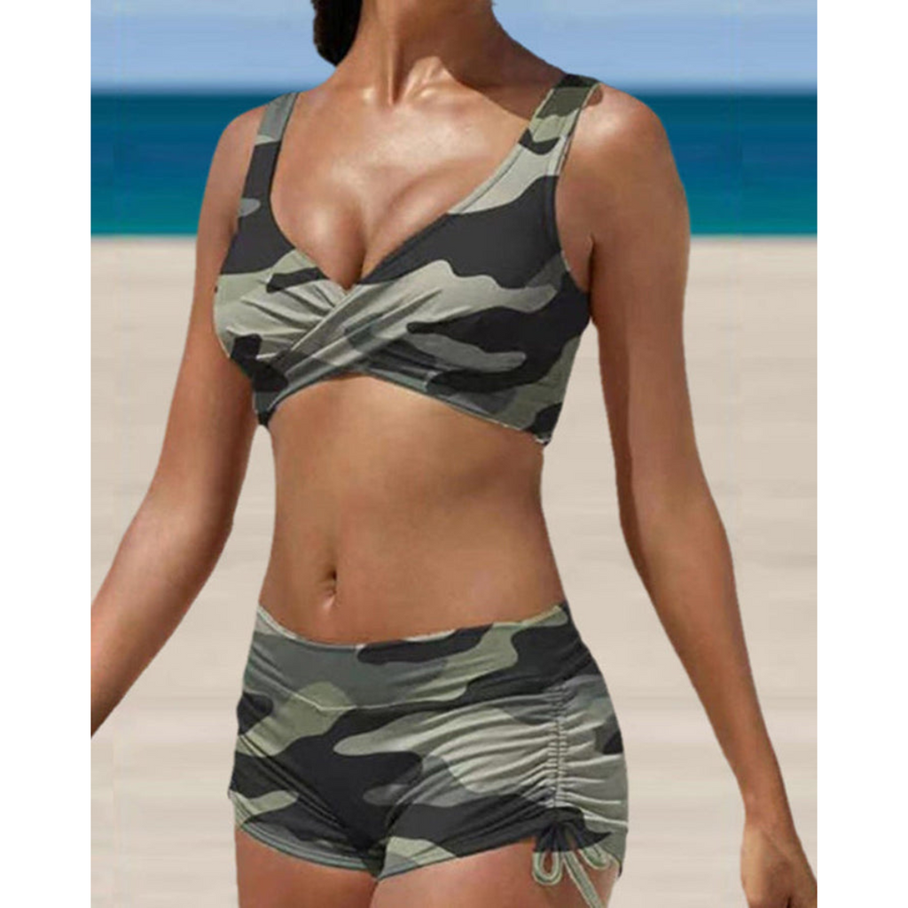 Women's ruched bikini shorts set two-piece swimwear | Alba Muse