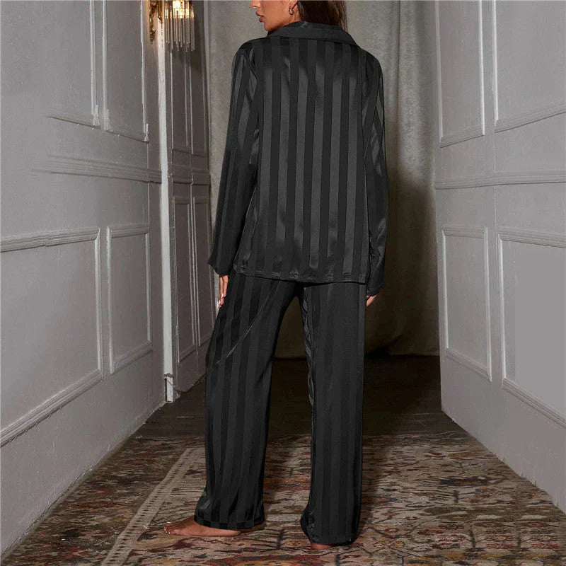 Elegant striped satin pyjama set | Alba Muse