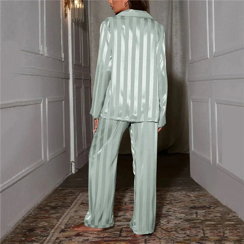 Elegant striped satin pyjama set | Alba Muse