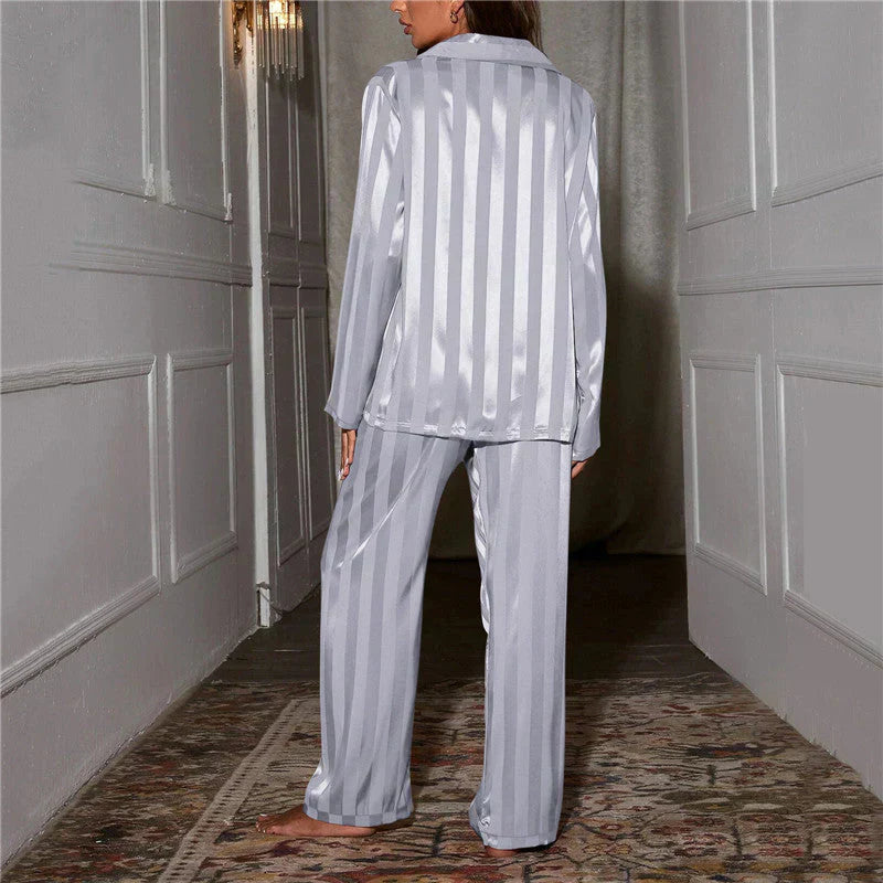 Elegant striped satin pyjama set | Alba Muse